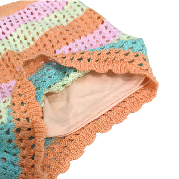 ART CLASS Orange Striped Crochet Lined Shorts Girls Size Large 10/12 NEW Summer - Picture 3 of 7